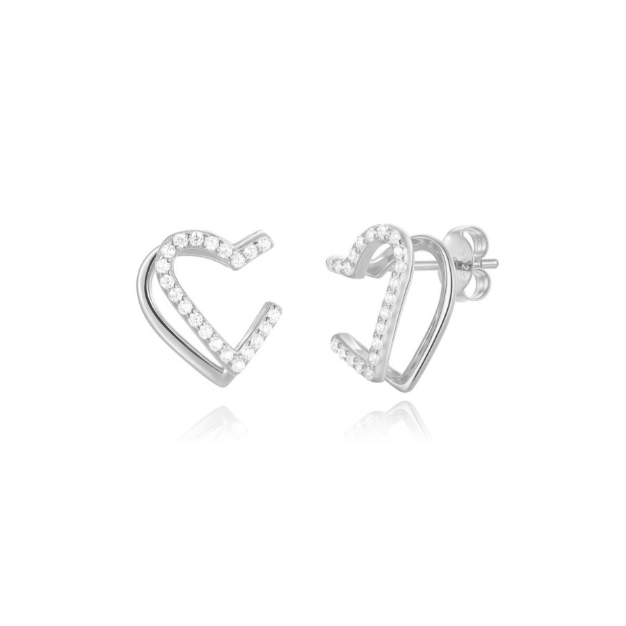 Pendientes Doble Corazón Circonitas