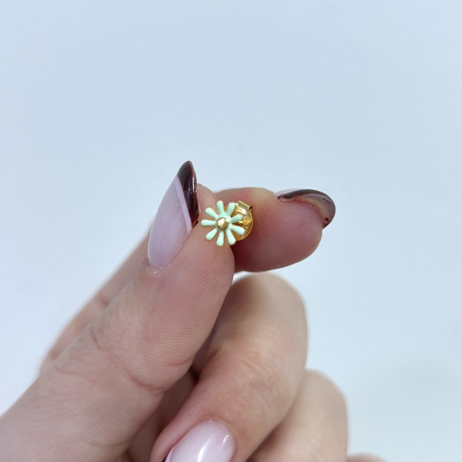 Pendiente Suelto Florecita Verde Gold
