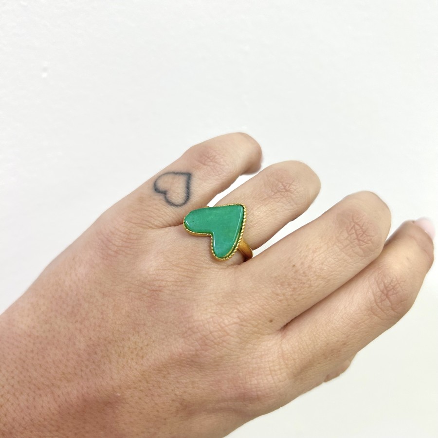 Anillo Ajustable Verde Corazón