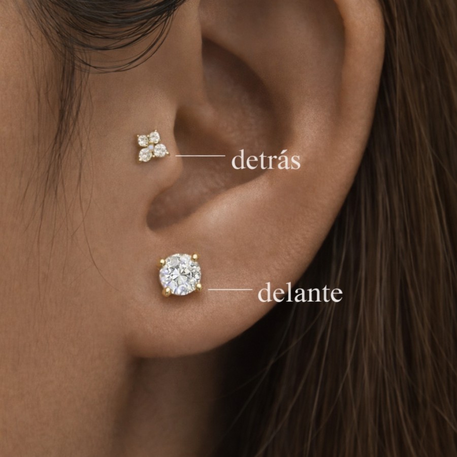 Piercing Reversible 4 Circonitas y Circonita Gold
