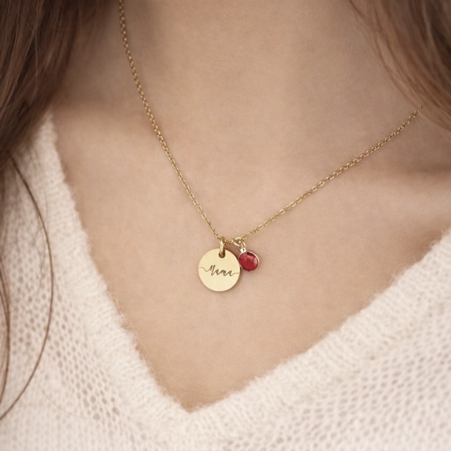 Collar Personalizado Chapita Color Mes Cumpleaños Gold