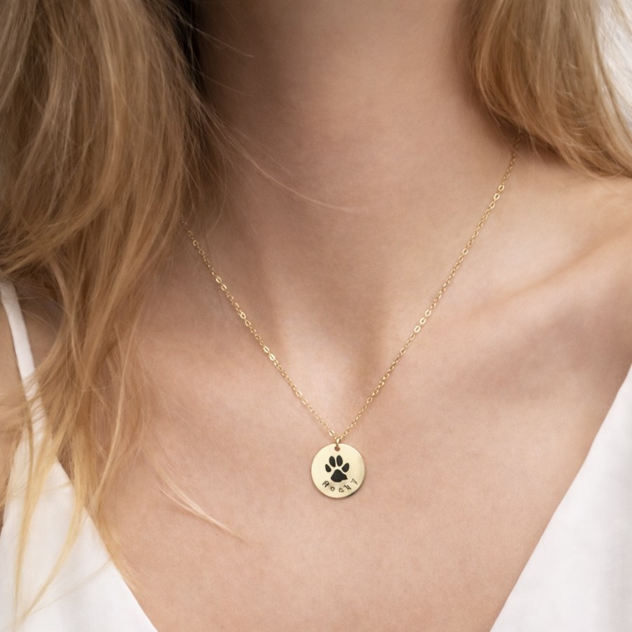 Collar Huella + Texto Gold
