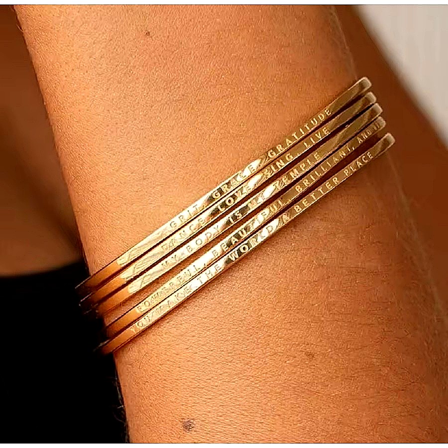 Pulsera Rígida Personalizada Texto Gold
