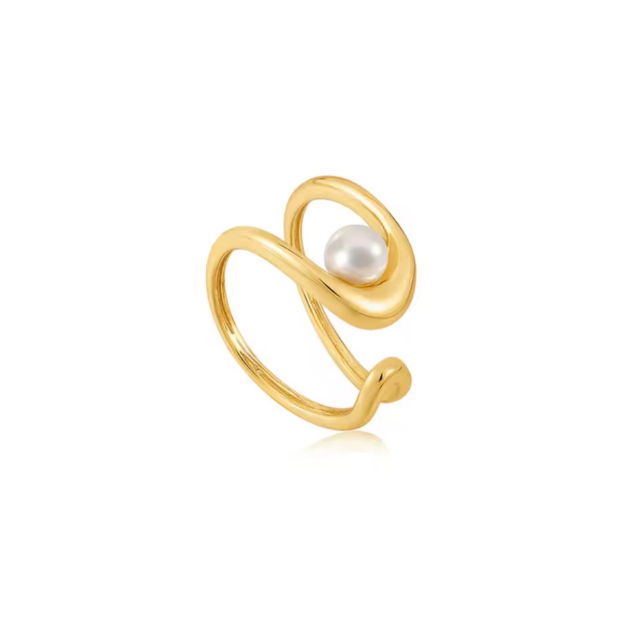 Anillo Ajustable Perla Central Gold