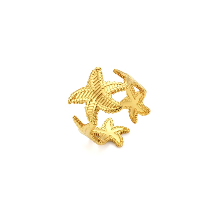 Anillo Ajustable Estrellas De Mar Gold