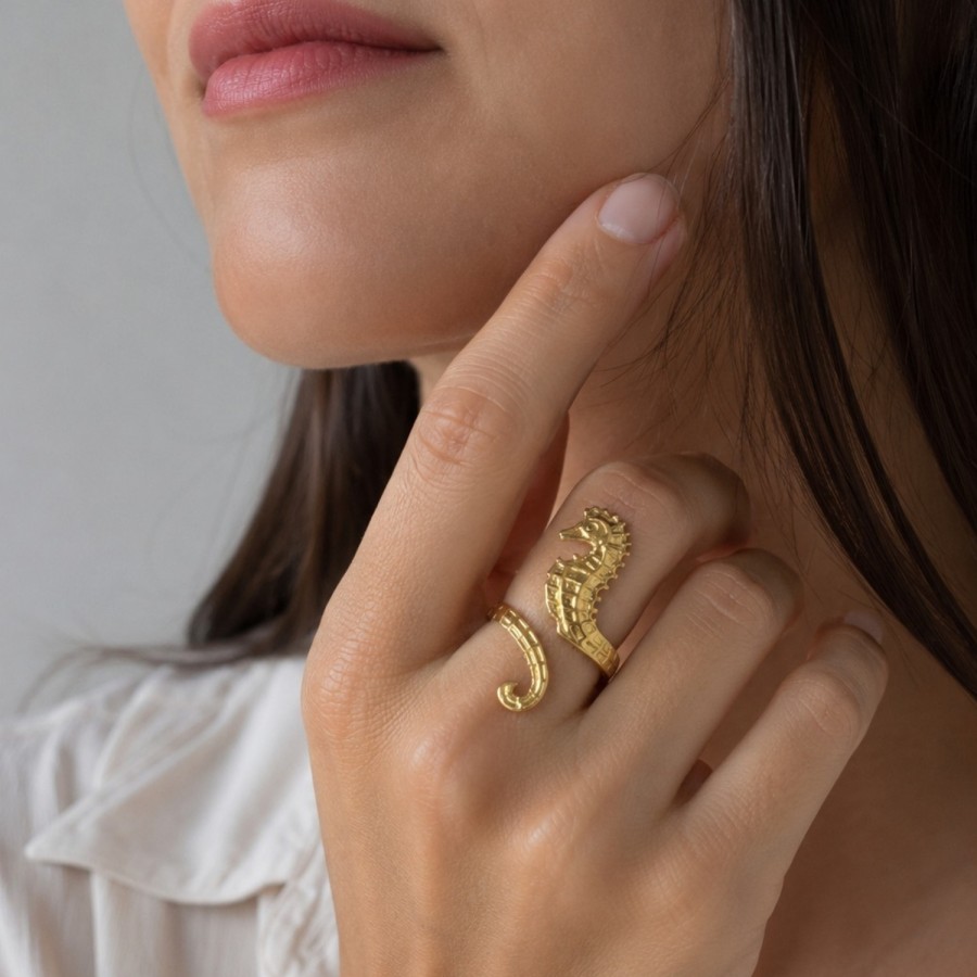 Anillo Ajustable Caballito de Mar Gold