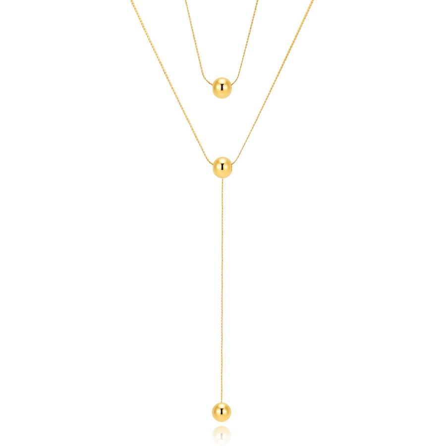 Collar Doble Bolas Péndulo Gold