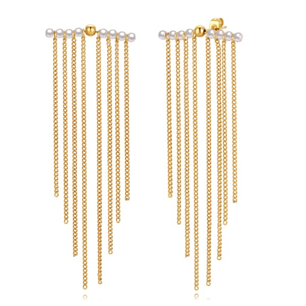 Pendientes Perlas Cascada Gold