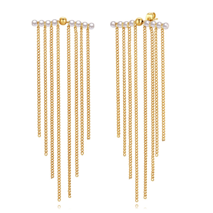 Pendientes Perlas Cascada Gold