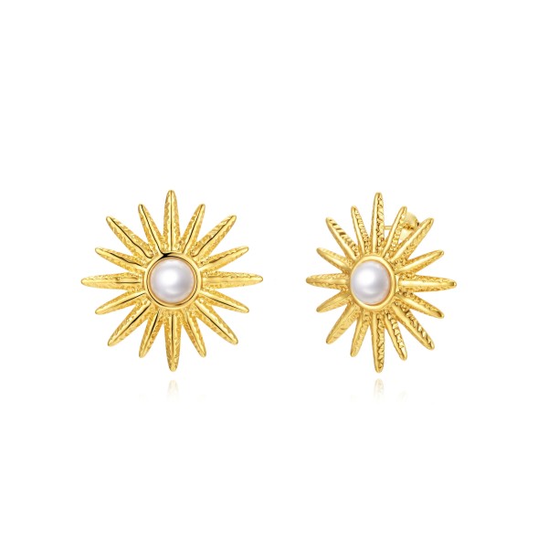 Pendientes Sol Perla Gold 2