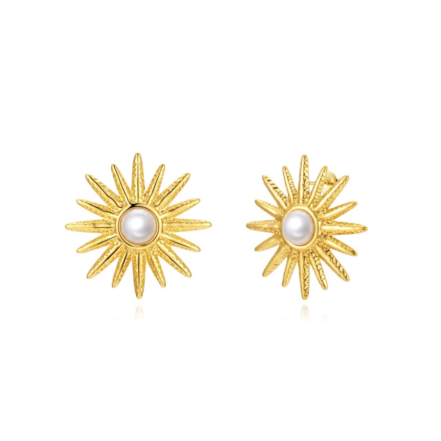 Pendientes Sol Perla Gold