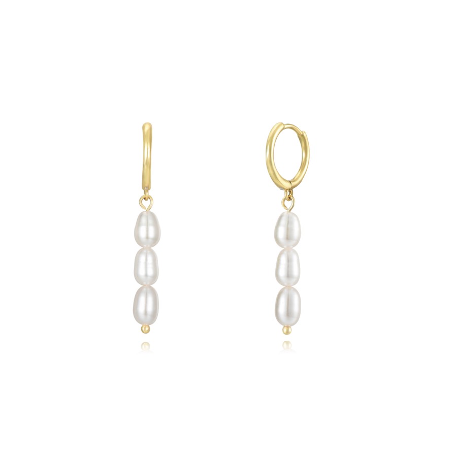Pendientes Tres Perlas Gold