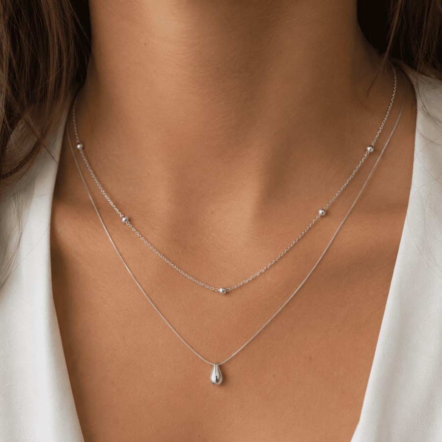 Collar Doble Gota + Bolitas