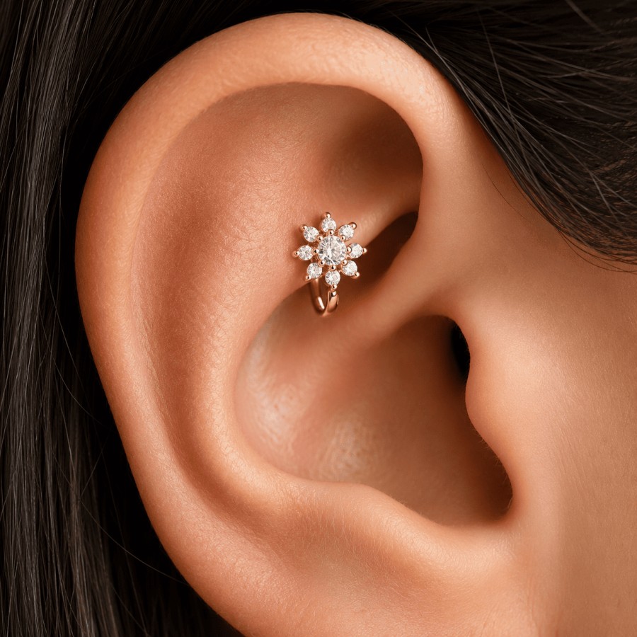 Piercing Aro Flor Gold