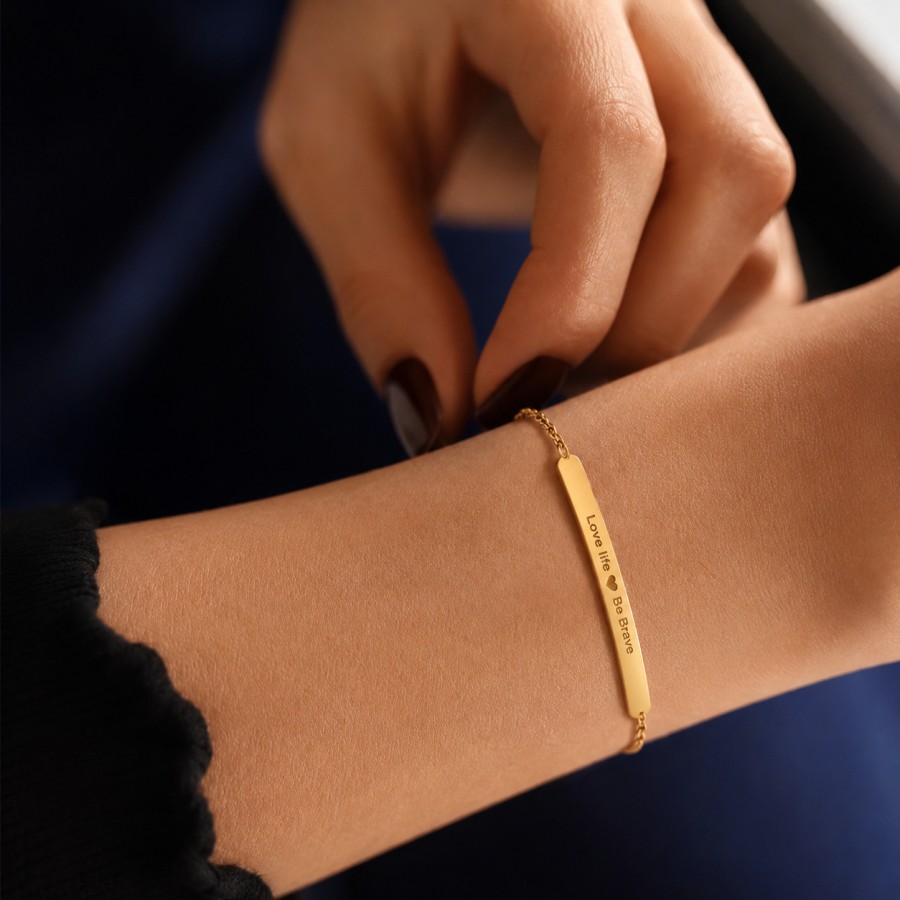 Pulsera Personalizada PLaquita Ajustable Gold