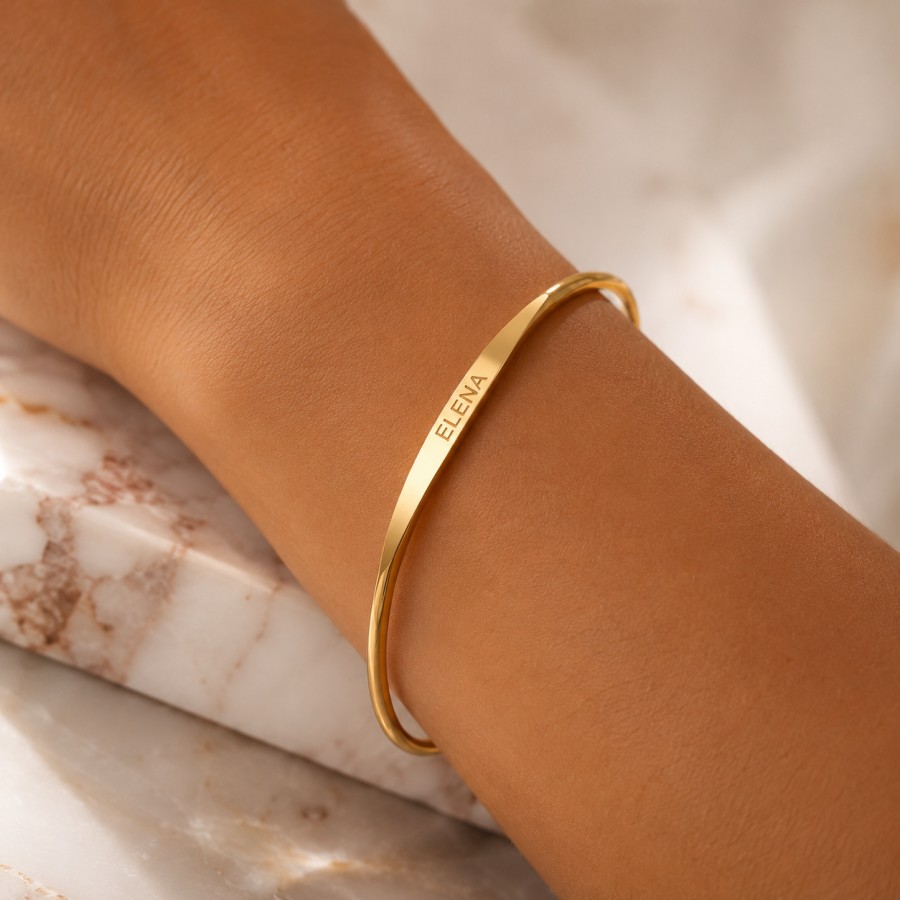 Pulsera Personalizada Rígida Abierta Gold