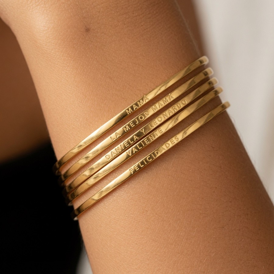 Pulsera Rígida Personalizada Texto Gold