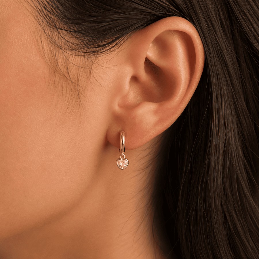 Pendientes Corazón Circonita aro Gold