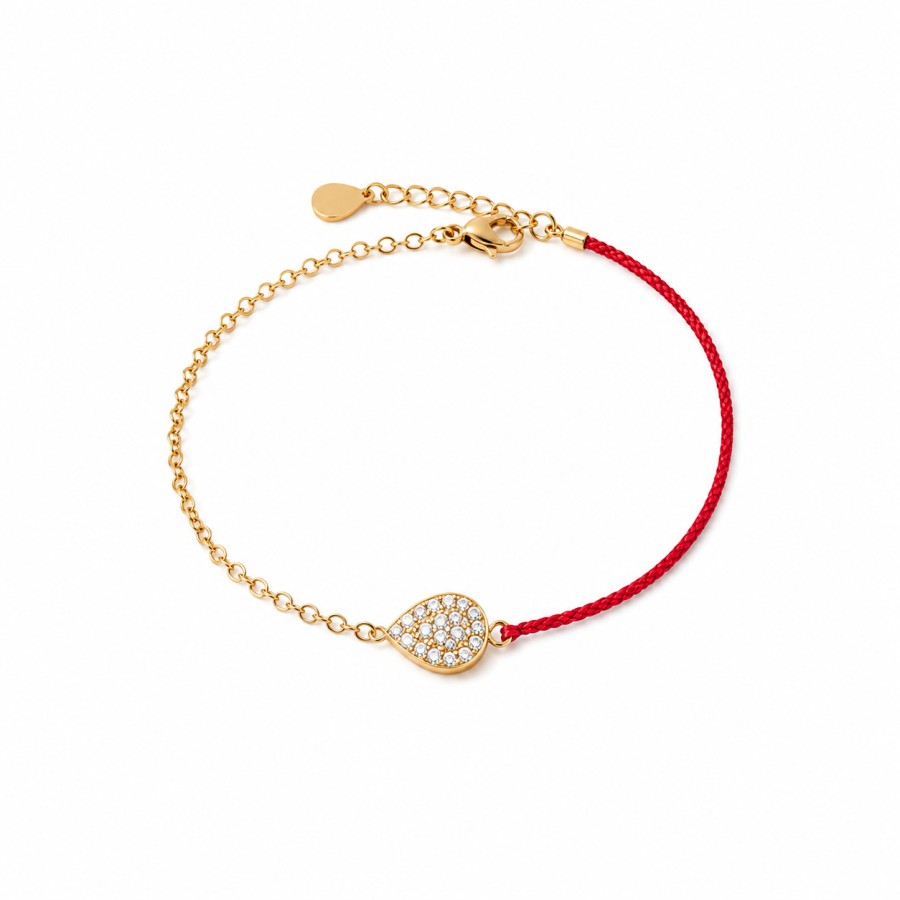 Pulsera Hilo Rojo + Lágrima Gold