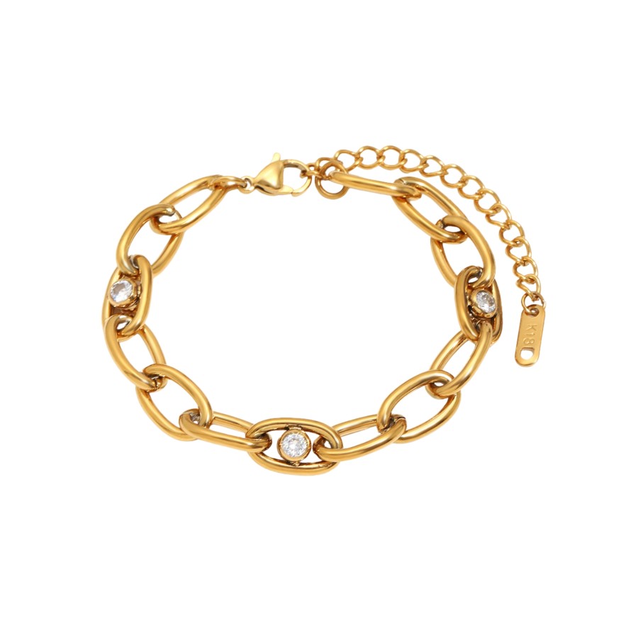 Pulsera Eslabones Circonitas Gold