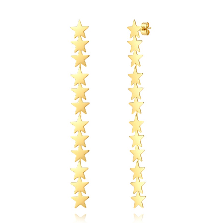 Pendientes Mega Largos Estrellas Gold