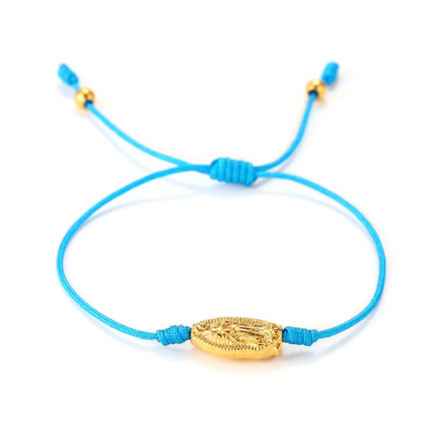 Pulsera Virgen Guadalupe Cordón Gold (Elige tu color)