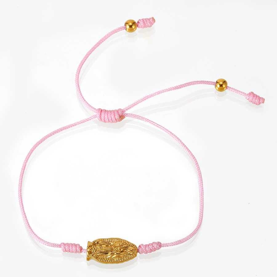 Pulsera Virgen Guadalupe Cordón Gold (Elige tu color)