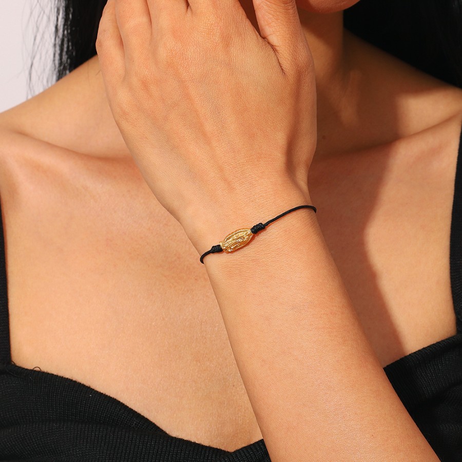 Pulsera Virgen Guadalupe Cordón Gold (Elige tu color)