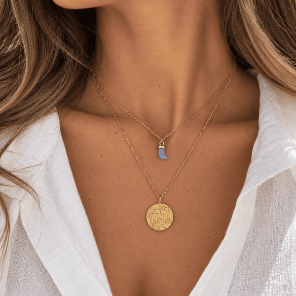 Collar Cuerno Azul Gold 2